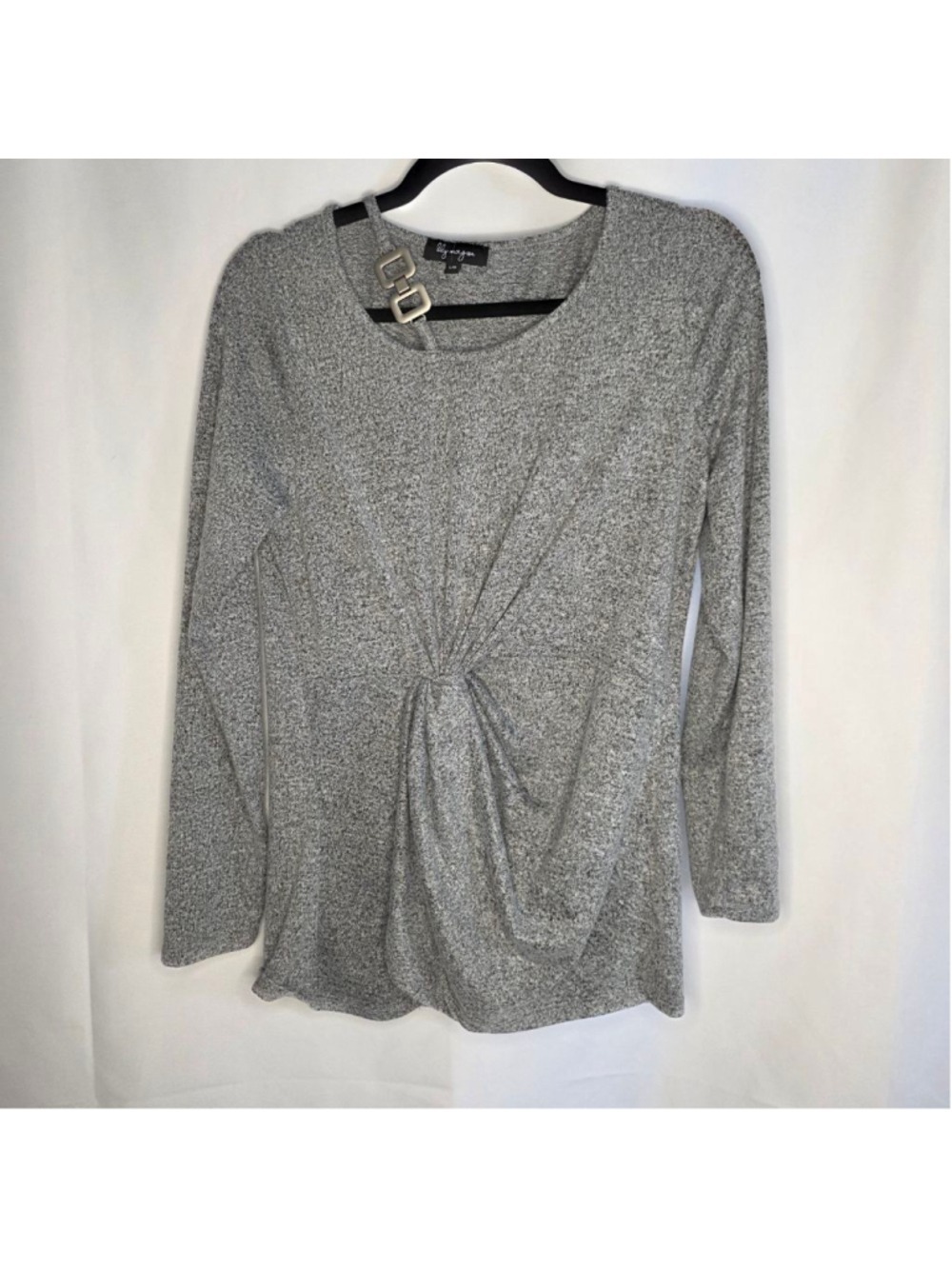 Lily Morgan Gray Long Sleeve Tee Silver Detail Size Large